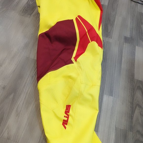NEW Alias MX A2 Series Motocross Pants BMX ATV Off-Road Yellow Red / Sz 36 NWT - Picture 3 of 9